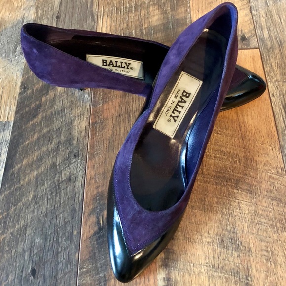 Bally Shoes - BALLY Purple Suede/Black Leather Kitten Heels